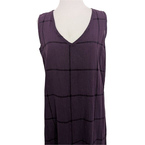 Laura Kidd Windowpane Gauze Maxi Dress Womens Size Small Purple Sleeveless - Picture 2 of 8